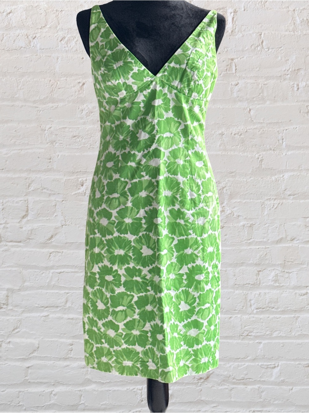 Milly vintage White and Bright Green Floral Dress